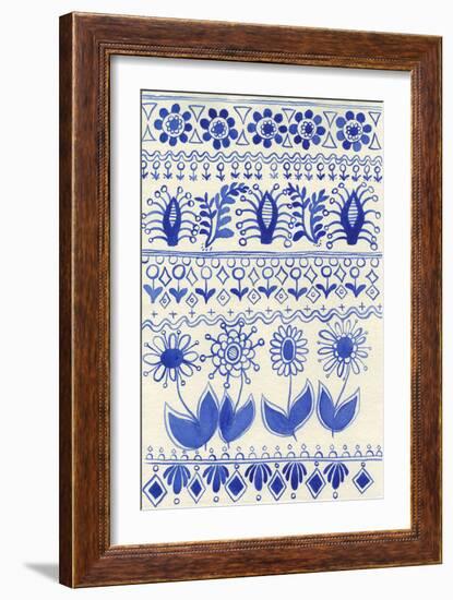 Cobalt Doodles III-Regina Moore-Framed Art Print