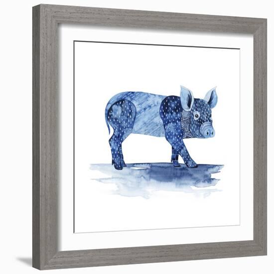 Cobalt Farm Animals II-Grace Popp-Framed Art Print