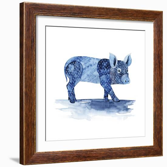 Cobalt Farm Animals II-Grace Popp-Framed Art Print