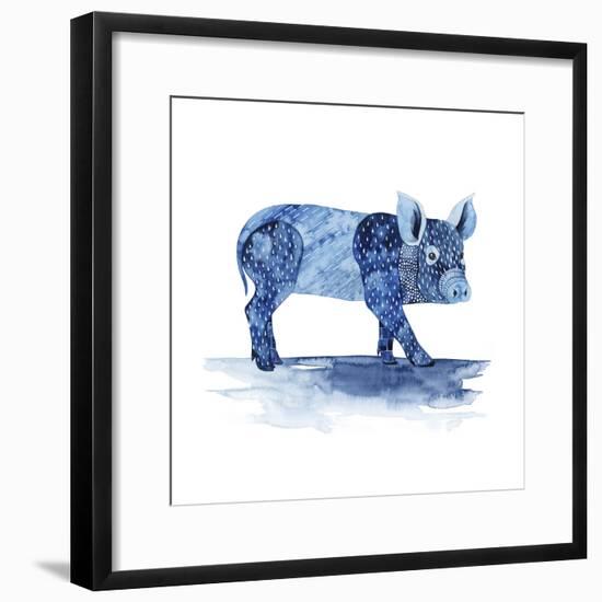 Cobalt Farm Animals II-Grace Popp-Framed Art Print