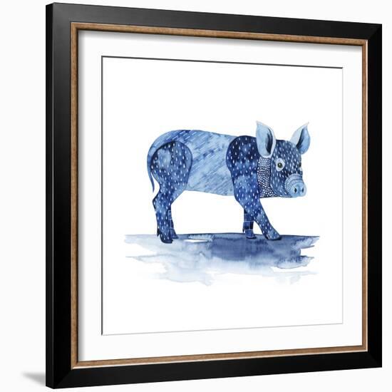 Cobalt Farm Animals II-Grace Popp-Framed Art Print