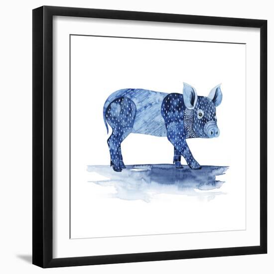 Cobalt Farm Animals II-Grace Popp-Framed Art Print