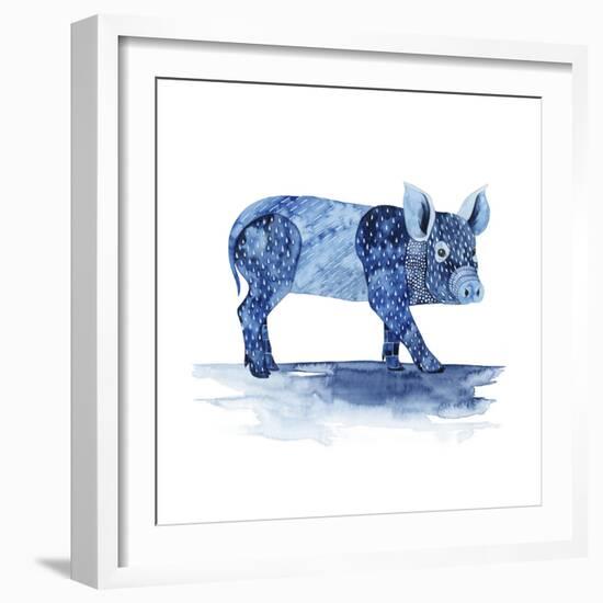 Cobalt Farm Animals II-Grace Popp-Framed Art Print