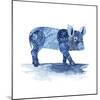 Cobalt Farm Animals II-Grace Popp-Mounted Art Print