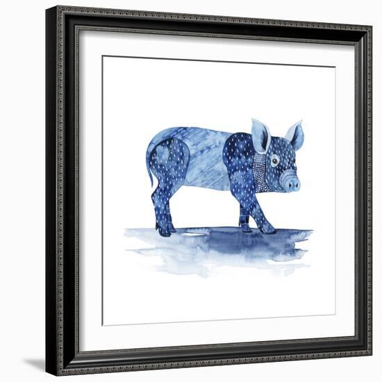 Cobalt Farm Animals II-Grace Popp-Framed Art Print