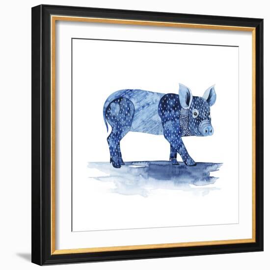 Cobalt Farm Animals II-Grace Popp-Framed Art Print