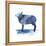 Cobalt Farm Animals III-Grace Popp-Framed Stretched Canvas