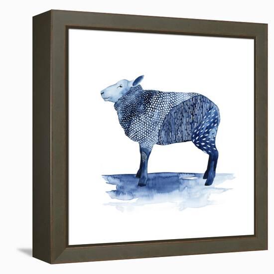 Cobalt Farm Animals III-Grace Popp-Framed Stretched Canvas