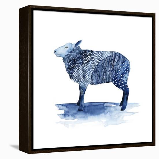 Cobalt Farm Animals III-Grace Popp-Framed Stretched Canvas