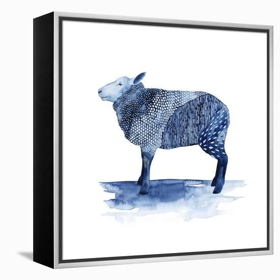 Cobalt Farm Animals III-Grace Popp-Framed Stretched Canvas