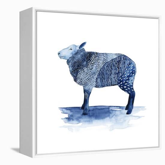 Cobalt Farm Animals III-Grace Popp-Framed Stretched Canvas