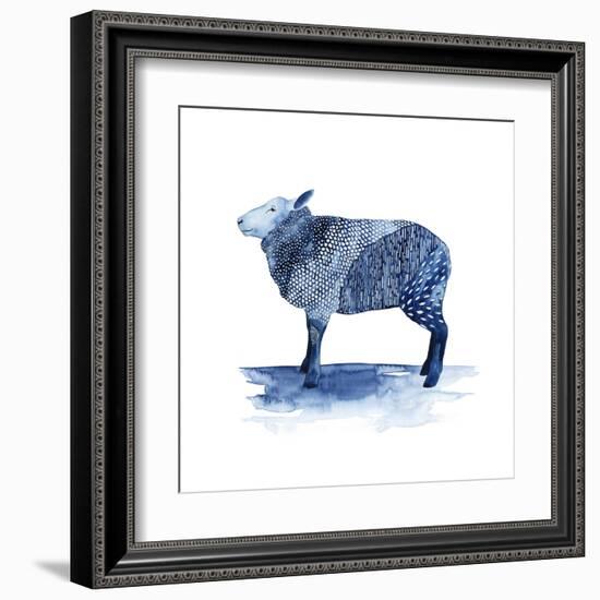 Cobalt Farm Animals III-Grace Popp-Framed Art Print