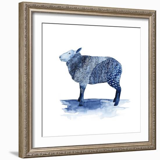 Cobalt Farm Animals III-Grace Popp-Framed Art Print