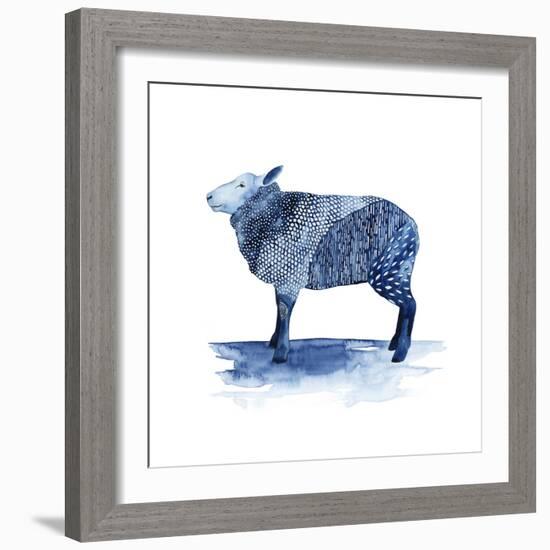 Cobalt Farm Animals III-Grace Popp-Framed Art Print