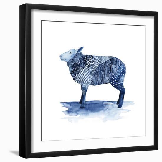 Cobalt Farm Animals III-Grace Popp-Framed Art Print