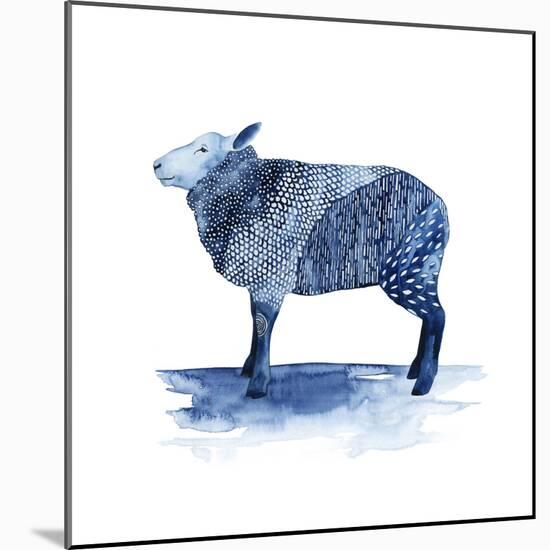 Cobalt Farm Animals III-Grace Popp-Mounted Art Print