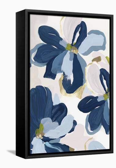 Cobalt Florals II-Isabelle Z-Framed Stretched Canvas