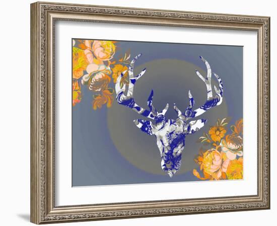 Cobalt Moose-Ricki Mountain-Framed Art Print