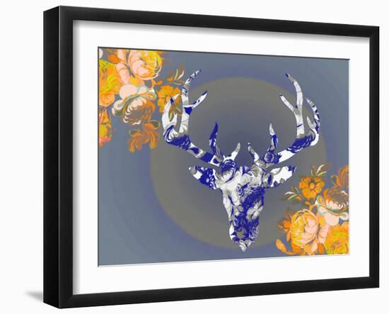 Cobalt Moose-Ricki Mountain-Framed Art Print