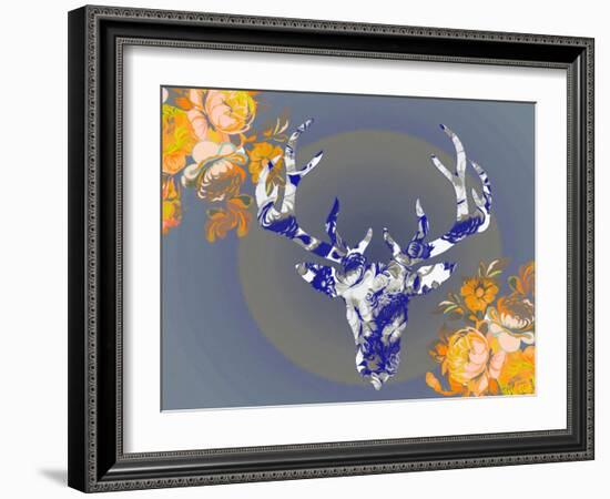 Cobalt Moose-Ricki Mountain-Framed Art Print