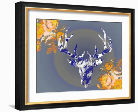 Cobalt Moose-Ricki Mountain-Framed Art Print