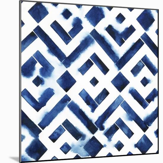 Cobalt Watercolor Tiles II-Grace Popp-Mounted Art Print