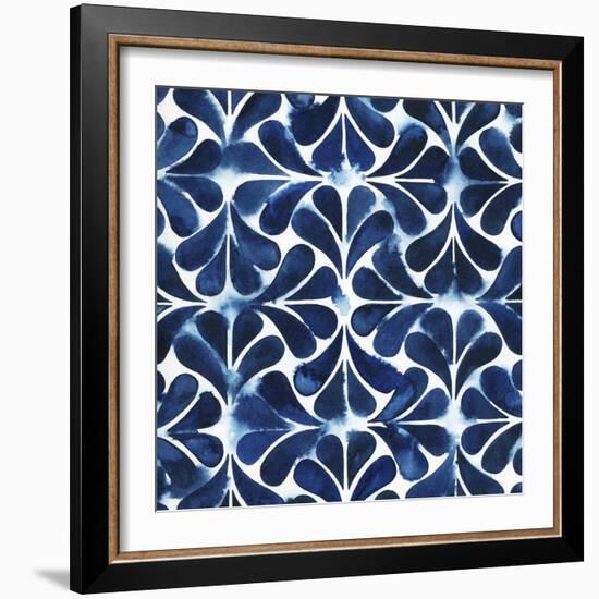 Cobalt Watercolor Tiles III-Grace Popp-Framed Art Print