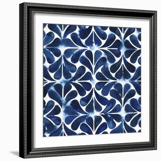 Cobalt Watercolor Tiles III-Grace Popp-Framed Art Print