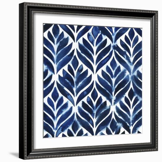 Cobalt Watercolor Tiles IV-Grace Popp-Framed Art Print