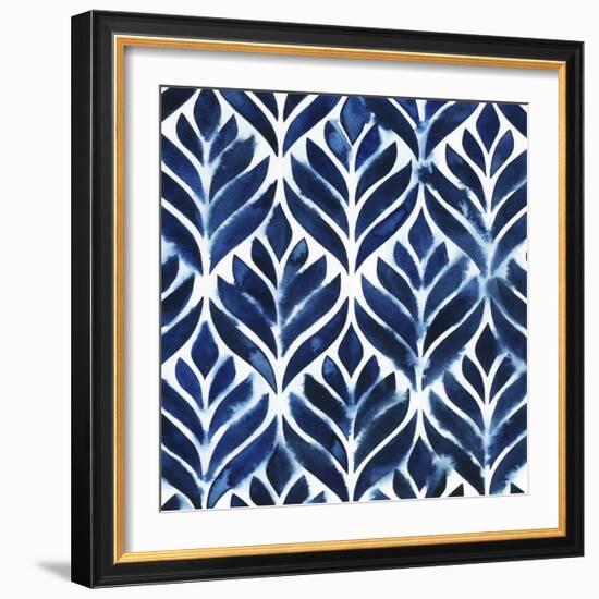 Cobalt Watercolor Tiles IV-Grace Popp-Framed Art Print