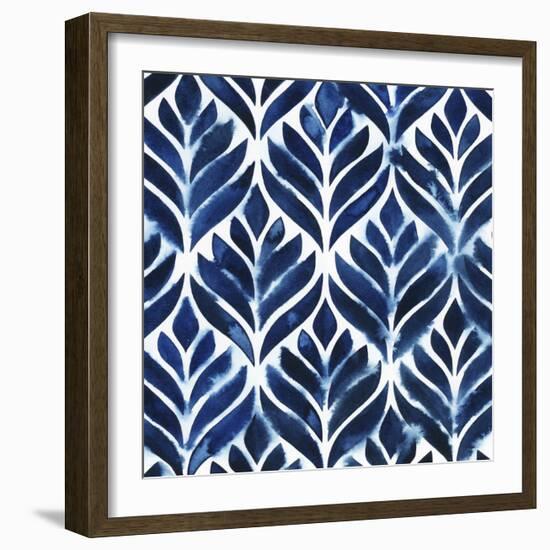 Cobalt Watercolor Tiles IV-Grace Popp-Framed Art Print