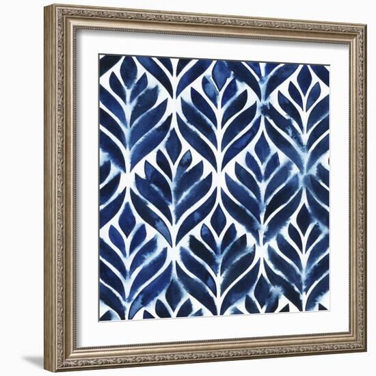 Cobalt Watercolor Tiles IV-Grace Popp-Framed Art Print