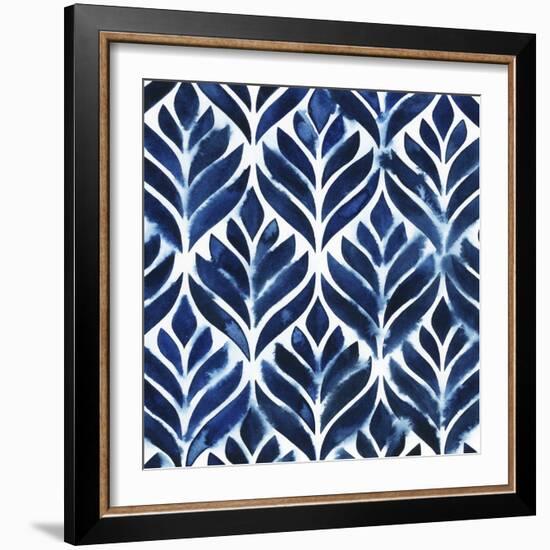 Cobalt Watercolor Tiles IV-Grace Popp-Framed Art Print