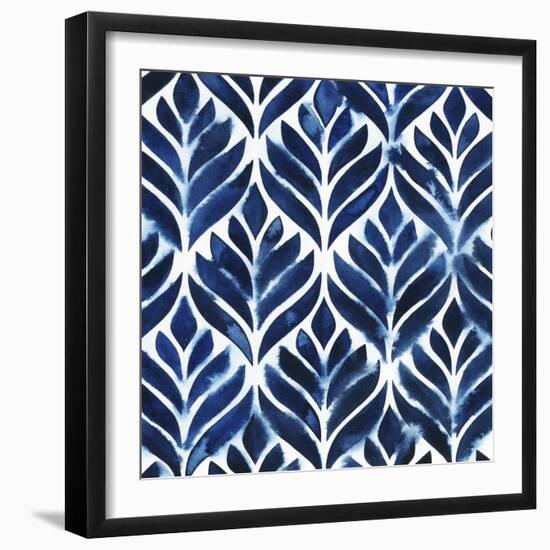 Cobalt Watercolor Tiles IV-Grace Popp-Framed Art Print