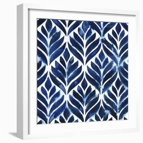 Cobalt Watercolor Tiles IV-Grace Popp-Framed Art Print