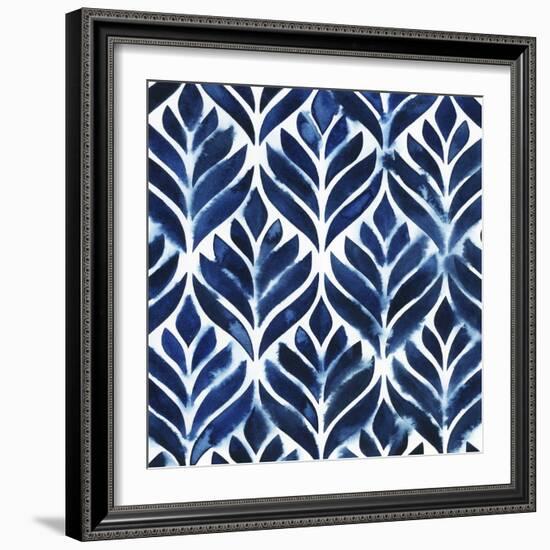 Cobalt Watercolor Tiles IV-Grace Popp-Framed Art Print