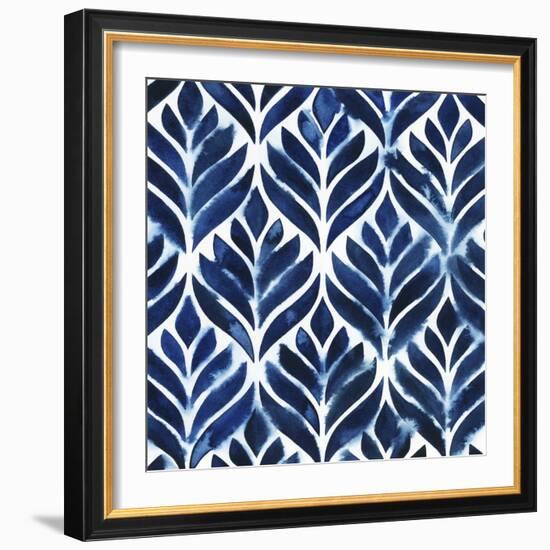 Cobalt Watercolor Tiles IV-Grace Popp-Framed Art Print