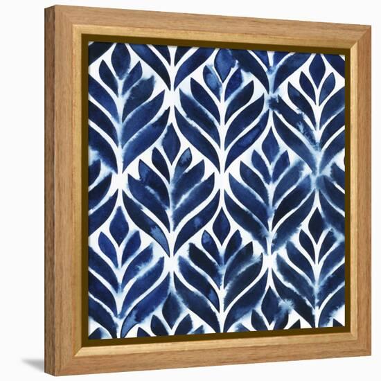 Cobalt Watercolor Tiles IV-Grace Popp-Framed Stretched Canvas