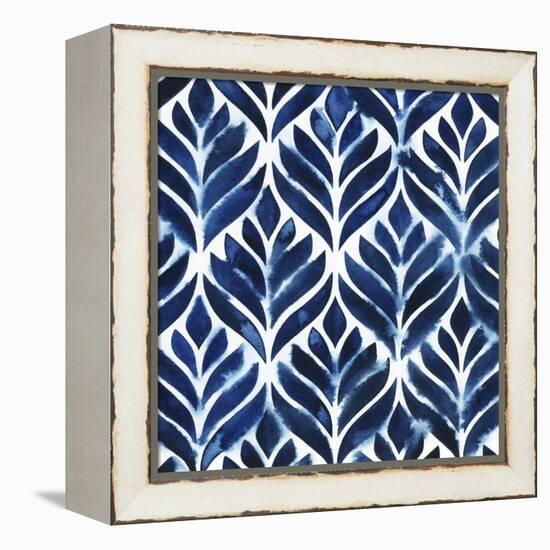 Cobalt Watercolor Tiles IV-Grace Popp-Framed Stretched Canvas