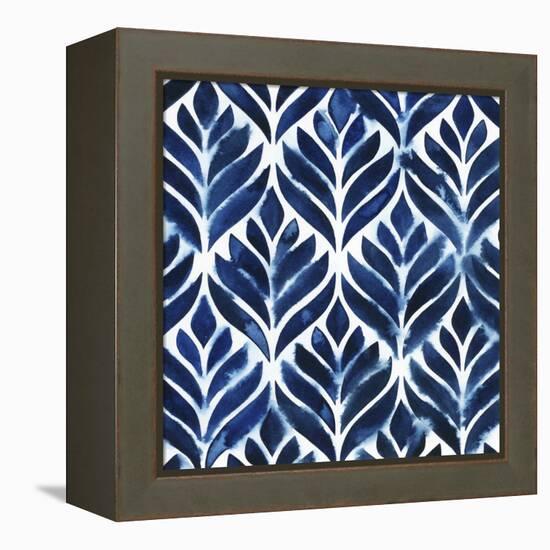 Cobalt Watercolor Tiles IV-Grace Popp-Framed Stretched Canvas