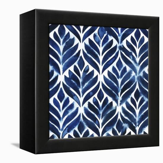 Cobalt Watercolor Tiles IV-Grace Popp-Framed Stretched Canvas
