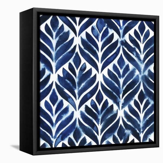 Cobalt Watercolor Tiles IV-Grace Popp-Framed Stretched Canvas