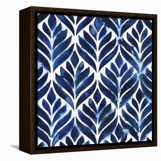 Cobalt Watercolor Tiles IV-Grace Popp-Framed Stretched Canvas