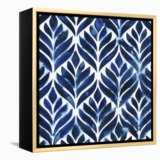 Cobalt Watercolor Tiles IV-Grace Popp-Framed Stretched Canvas