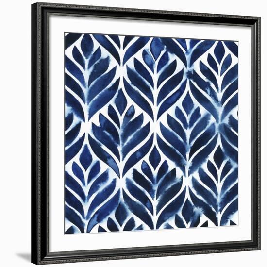 Cobalt Watercolor Tiles IV-Grace Popp-Framed Giclee Print