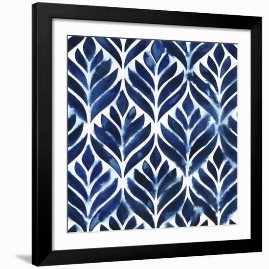 Cobalt Watercolor Tiles IV-Grace Popp-Framed Giclee Print