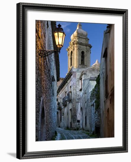 Cobbled Alleyway at Dusk, Erice, Sicily, Italy, Europe-Stuart Black-Framed Photographic Print