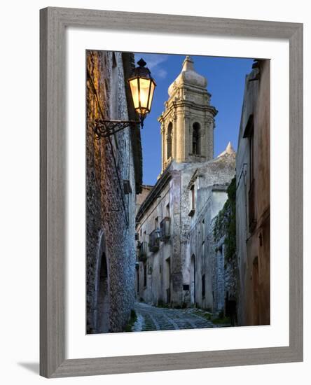 Cobbled Alleyway at Dusk, Erice, Sicily, Italy, Europe-Stuart Black-Framed Photographic Print