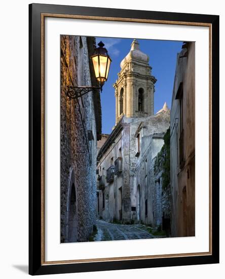 Cobbled Alleyway at Dusk, Erice, Sicily, Italy, Europe-Stuart Black-Framed Photographic Print