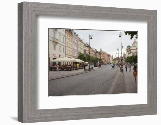 Cobbled Old Town Krakowskie Przedmiescie Street and street cafes, Warsaw, Poland, Europe-Jeremy Bright-Framed Photographic Print